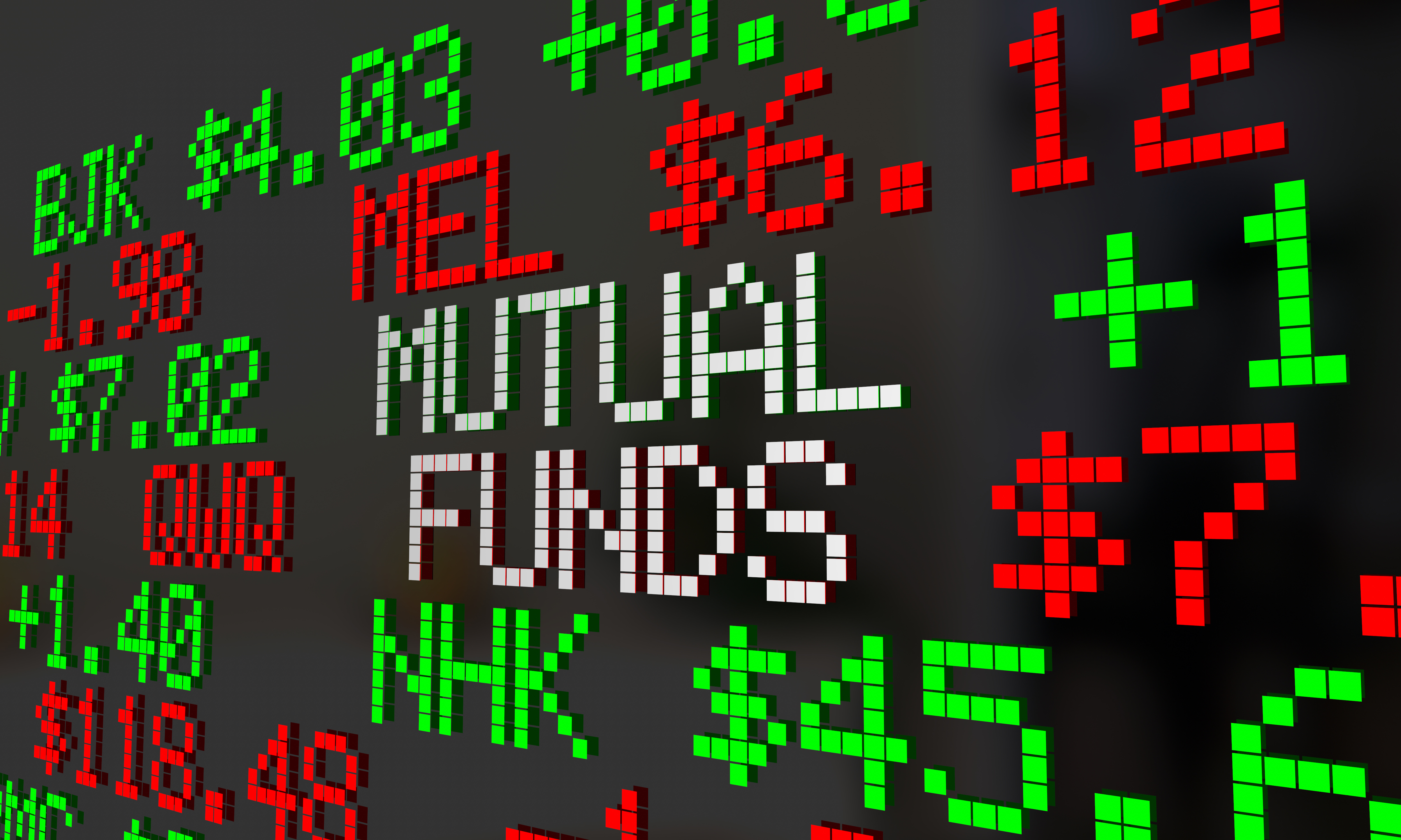 Mutual Funds Stock Tickers Scrolling Investment Options 3d Illustration